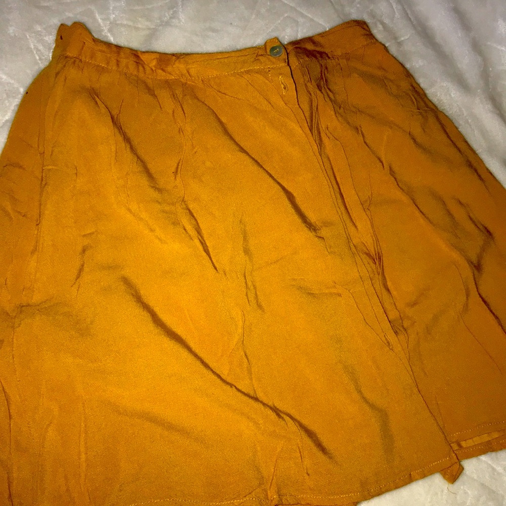 Mustard Button front Skater skirt